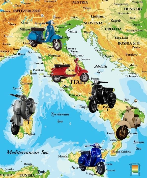 mappa vespe Italia